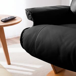 Fauteuil de relaxation Evansville Avec repose-pieds - Cuir véritable - Noir