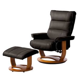 Relaxfauteuil Evansville (met hocker) echt leer - Bruin