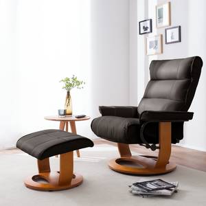 Fauteuil de relaxation Evansville Avec repose-pieds - Cuir véritable - Marron