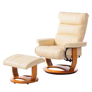 Relaxfauteuil Evansville (met hocker) echt leer - Crème