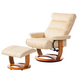 Fauteuil de relaxation Evansville Avec repose-pieds - Cuir véritable - Crème