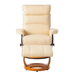 Fauteuil de relaxation Evansville Avec repose-pieds - Cuir véritable - Crème