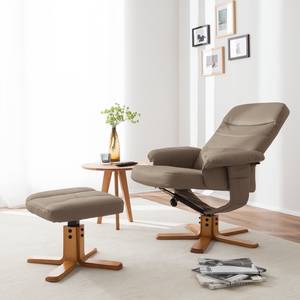 Fauteuil de relaxation Mou Avec repose-pieds - Cuir véritable - Gris