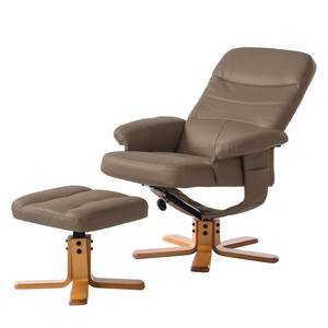 Fauteuil de relaxation Mou Avec repose-pieds - Cuir véritable - Gris