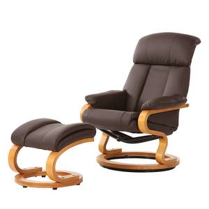 Fauteuil de relaxation Barosa (avec repo Avec repose-pieds - Imitation cuir - Marron