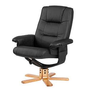 Relaxfauteuil Cosimo (met hocker) zwart kunstleer