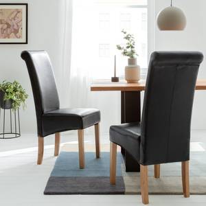 Chaises capitonnées Nello II (lot de 2) Cuir synthétique - Noir