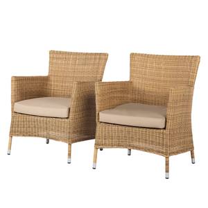 Tuinfauteuils Calla Millor 2-delige set- grijsbruin Lloyd Loom vlechtwerk