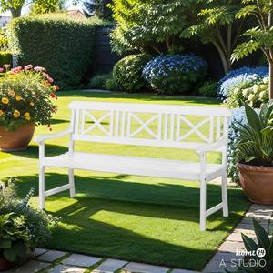 Banc de jardin Eternal Acacia massif - Blanc - Largeur : 158 cm