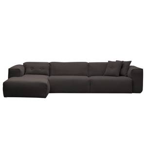 Ecksofa HUDSON 3-Sitzer mit Longchair Webstoff Anda II: Anthrazit - Breite: 317 cm - Longchair davorstehend links