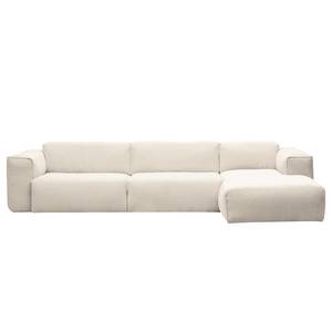 Ecksofa HUDSON 3-Sitzer mit Longchair Webstoff Saia: Beige - Breite: 328 cm - Longchair davorstehend rechts