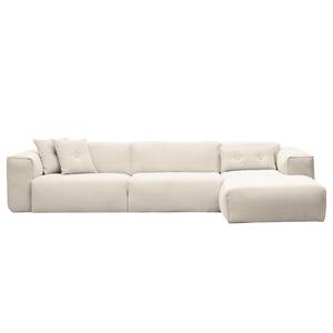 Ecksofa HUDSON 3-Sitzer mit Longchair Webstoff Saia: Beige - Breite: 328 cm - Longchair davorstehend rechts