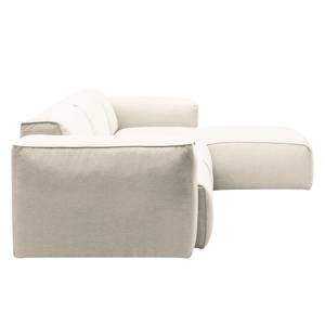 Hoekbank HUDSON 3-zits met chaise longue Geweven stof Saia: Beige - Breedte: 328 cm - Longchair vooraanzicht rechts