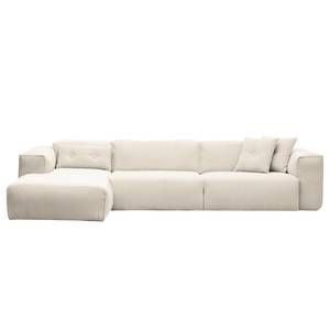 Ecksofa HUDSON 3-Sitzer mit Longchair Webstoff Saia: Beige - Breite: 328 cm - Longchair davorstehend links