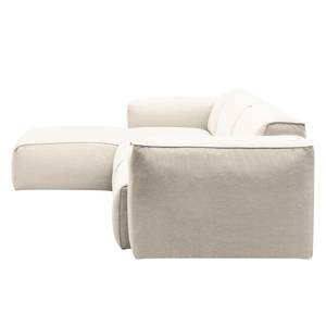 Ecksofa HUDSON 3-Sitzer mit Longchair Webstoff Saia: Beige - Breite: 328 cm - Longchair davorstehend links