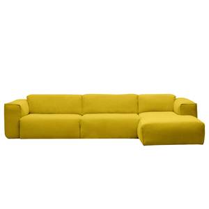 Ecksofa HUDSON 3-Sitzer mit Longchair Webstoff Milan: Gelb - Breite: 328 cm - Longchair davorstehend rechts