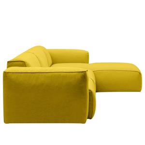 Ecksofa HUDSON 3-Sitzer mit Longchair Webstoff Milan: Gelb - Breite: 328 cm - Longchair davorstehend rechts