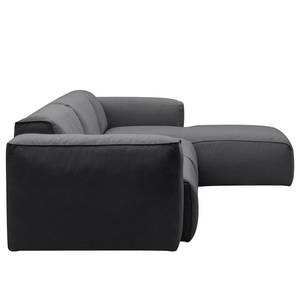 Ecksofa HUDSON 3-Sitzer mit Longchair Webstoff Anda II: Grau - Breite: 317 cm - Longchair davorstehend rechts