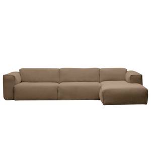 Ecksofa HUDSON 3-Sitzer mit Longchair Webstoff Milan: Grau-Braun - Breite: 317 cm - Longchair davorstehend rechts