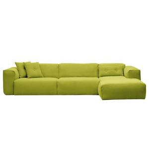 Ecksofa HUDSON 3-Sitzer mit Longchair Webstoff Anda II: Grün - Breite: 328 cm - Longchair davorstehend rechts