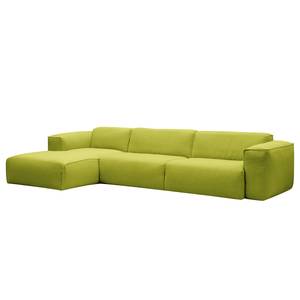 Ecksofa HUDSON 3-Sitzer mit Longchair Webstoff Anda II: Grün - Breite: 328 cm - Longchair davorstehend links