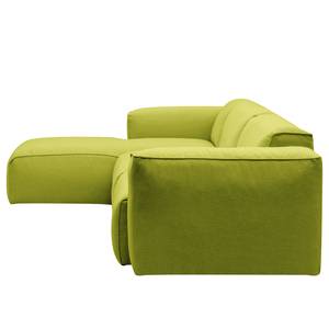 Ecksofa HUDSON 3-Sitzer mit Longchair Webstoff Anda II: Grün - Breite: 328 cm - Longchair davorstehend links