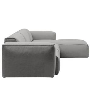 Ecksofa HUDSON 3-Sitzer mit Longchair Webstoff Milan: Hellgrau - Breite: 317 cm - Longchair davorstehend rechts