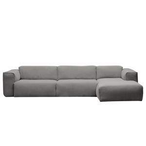 Ecksofa HUDSON 3-Sitzer mit Longchair Webstoff Milan: Hellgrau - Breite: 317 cm - Longchair davorstehend rechts