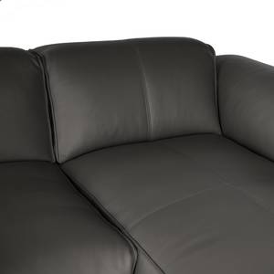 Ecksofa HUDSON 3-Sitzer mit Longchair Echtleder Neka: Grau - Breite: 317 cm - Longchair davorstehend rechts