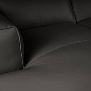 Canapé d’angle 3 places HUDSON Cuir véritable Neka : Gris - Largeur : 317 cm - Méridienne courte à gauche (vue de face)