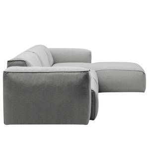 Ecksofa HUDSON 3-Sitzer mit Longchair Webstoff Anda II: Silber - Breite: 317 cm - Longchair davorstehend rechts