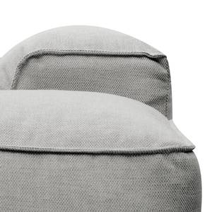Hoekbank HUDSON 3-zits met chaise longue Geweven stof Anda II: Zilverkleurig - Breedte: 317 cm - Longchair vooraanzicht rechts