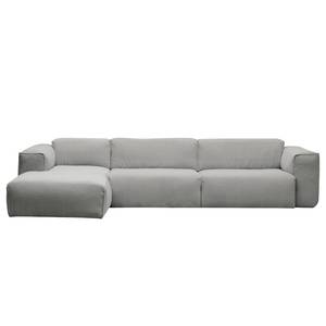 Ecksofa HUDSON 3-Sitzer mit Longchair Webstoff Anda II: Silber - Breite: 317 cm - Longchair davorstehend links