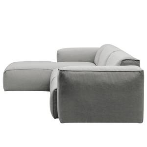 Ecksofa HUDSON 3-Sitzer mit Longchair Webstoff Anda II: Silber - Breite: 317 cm - Longchair davorstehend links