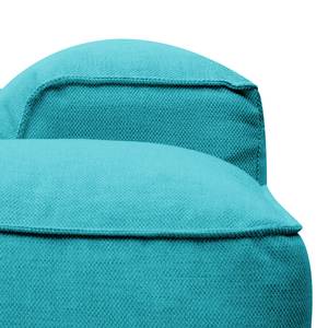 Hoekbank HUDSON 3-zits met chaise longue Geweven stof Anda II: Turquoise - Breedte: 328 cm - Longchair vooraanzicht rechts