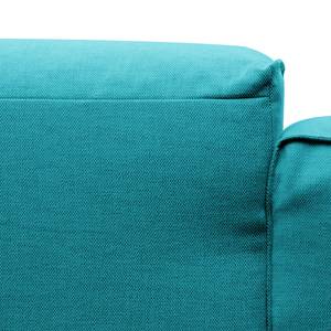 Hoekbank HUDSON 3-zits met chaise longue Geweven stof Anda II: Turquoise - Breedte: 328 cm - Longchair vooraanzicht rechts