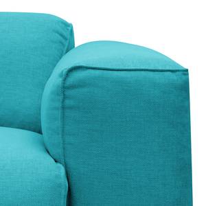 Hoekbank HUDSON 3-zits met chaise longue Geweven stof Anda II: Turquoise - Breedte: 328 cm - Longchair vooraanzicht links