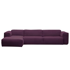 Ecksofa HUDSON 3-Sitzer mit Longchair Webstoff Anda II: Violett - Breite: 328 cm - Longchair davorstehend links