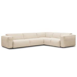 Ecksofa HUDSON mit Rundecke Webstoff Saia: Beige - Ecke davorstehend rechts