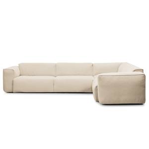 Ecksofa HUDSON mit Rundecke Webstoff Saia: Beige - Ecke davorstehend rechts