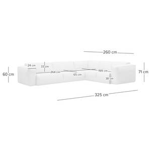 Ecksofa HUDSON mit Rundecke Webstoff Milan: Hellgrau - Ecke davorstehend rechts