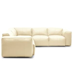 Ecksofa HUDSON mit Rundecke Echtleder Neka: Creme - Ecke davorstehend rechts