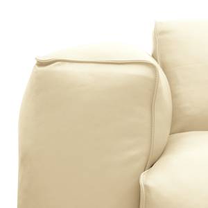 Canapé d’angle à bords arrondis HUDSON Cuir véritable Neka : Crème - Angle à droite (vu de face)