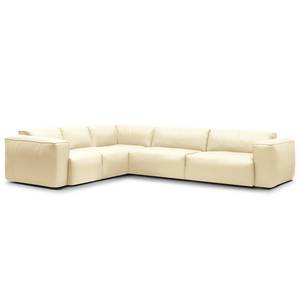 Ecksofa HUDSON mit Rundecke Echtleder Neka: Creme - Ecke davorstehend links