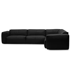 Ecksofa HUDSON mit Rundecke Echtleder Neka: Schwarz - Ecke davorstehend rechts