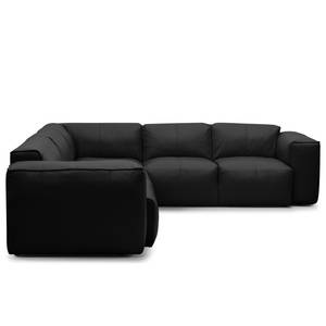 Ecksofa HUDSON mit Rundecke Echtleder Neka: Schwarz - Ecke davorstehend rechts