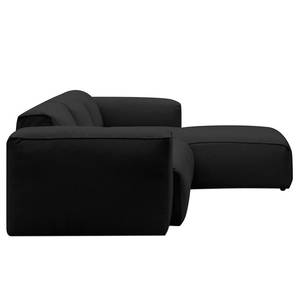 Ecksofa HUDSON 3-Sitzer mit Longchair Webstoff Saia: Anthrazit - Breite: 251 cm - Longchair davorstehend rechts