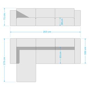 Ecksofa HUDSON 3-Sitzer mit Longchair Webstoff Saia: Anthrazit - Breite: 251 cm - Longchair davorstehend rechts