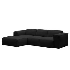 Ecksofa HUDSON 3-Sitzer mit Longchair Webstoff Saia: Anthrazit - Breite: 251 cm - Longchair davorstehend links