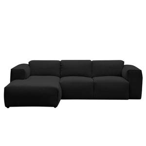 Ecksofa HUDSON 3-Sitzer mit Longchair Webstoff Saia: Anthrazit - Breite: 251 cm - Longchair davorstehend links